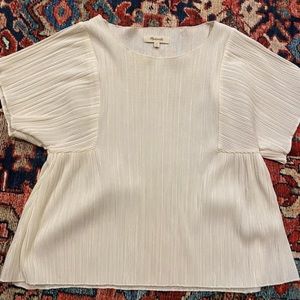 Madewell Micro Pleat top WHITE Medium
